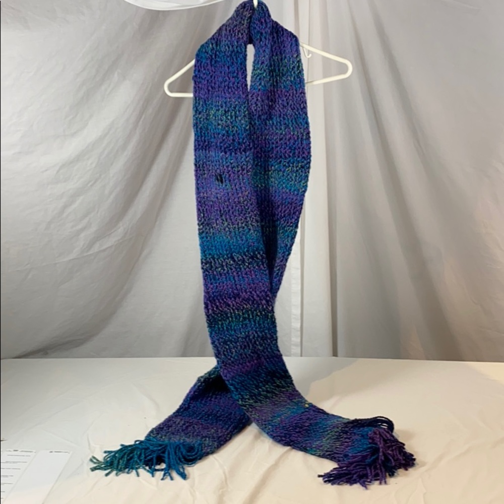 Handmade Winter spring Scarf blue knit unisex